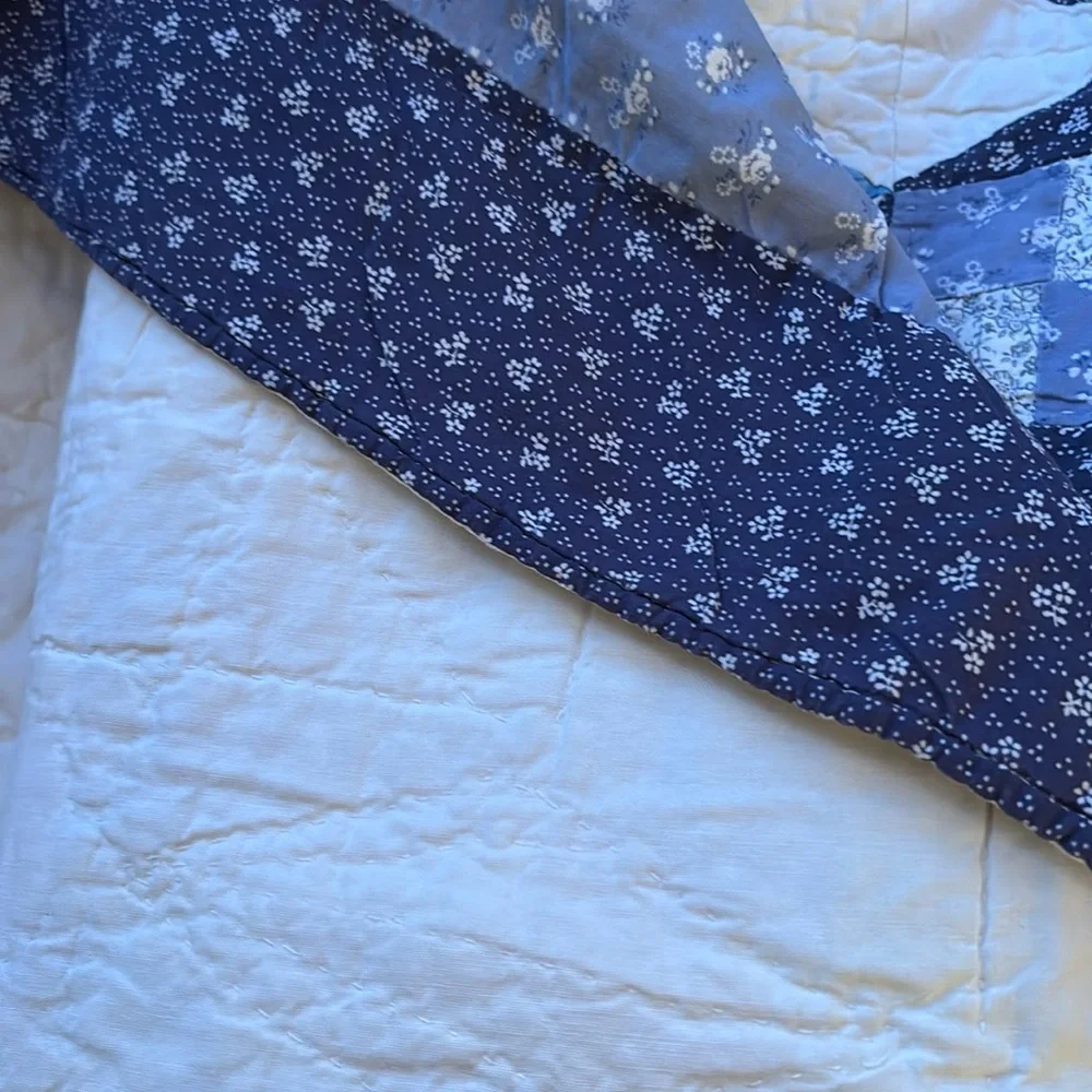 Vintage Quilt Patchwork Vintage Pattern Star Hand Crafted Handmade Blue White
